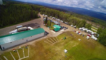 An arial view of the indoor archery range and Trap Shooting facilities.