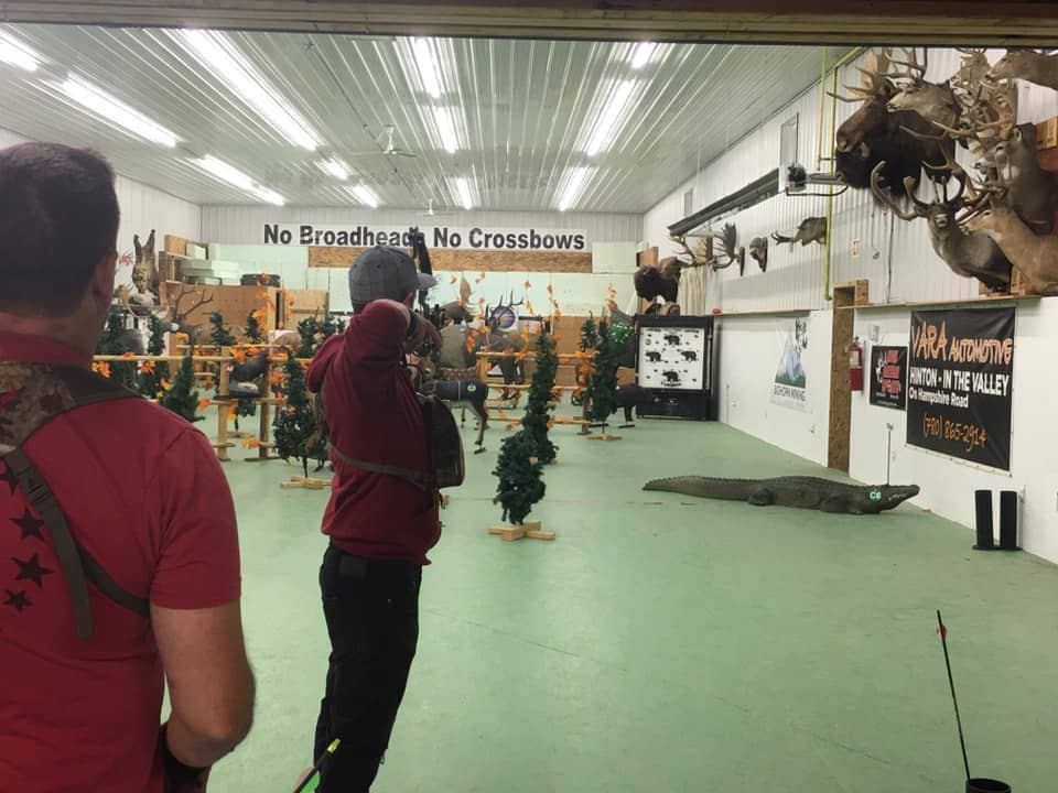 The indoor archery range in Hinton being used for a 3d challenge.